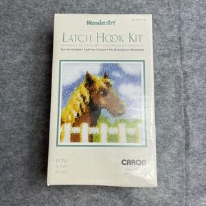 WonderArt Caron Pony Latch Hook Kit 4714 12" x 12" Horse Farm Sealed USA‎ Made